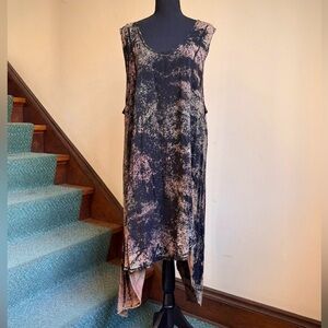 Cynthia Ashby Sleeveless Tie Dyed Adobo Abstract Midi Dress Asymmetrical